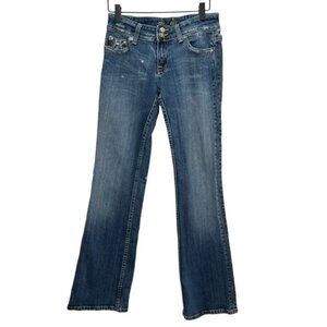 Miss Me Daphne Low Rise Bootcut Jeans Distressed Camo Size 28